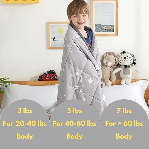 Miniatura 7 de HAOWANER Minky - Manta pesada para niños, 7 libras, 41 x 60 pulgadas, edredón suave para niños y niños pequeños, ideal para calmar y dormir, tamaño