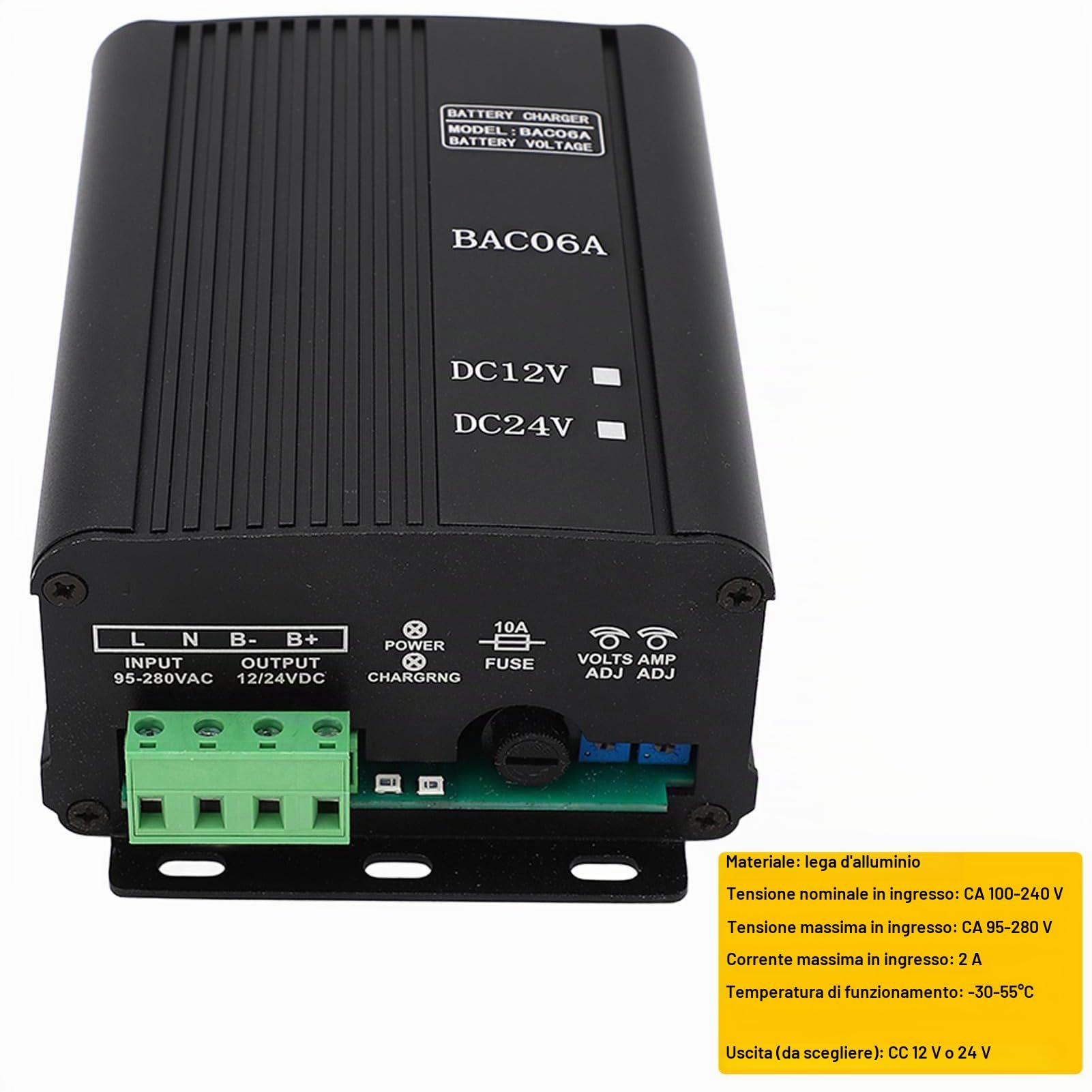 Generatore Caricabatteria Automatico, 10-Amp Diesel Genset A Auto/Camion Inverter Batteria Regolatore di Carica Regolabile Caricabatterie Intelligente, Ingresso Ca 95-280 V, Uscita CC (12 V)