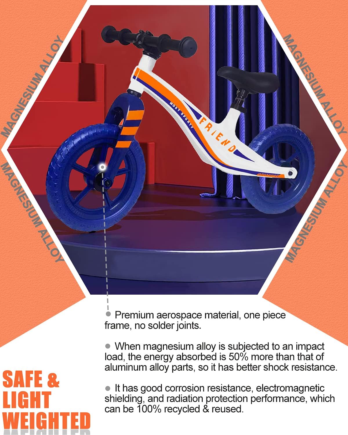 YOUQIQU Balance Bike, Kids Balance Bike for 2 3 4 5 6 Year Old Boys and Girls, 12" Toddler Baby Balance Bike High-end Magnesium Alloy Frame, EVA Foam Or Air Rubber Tires(Blue, Black, White) : Toys & Games