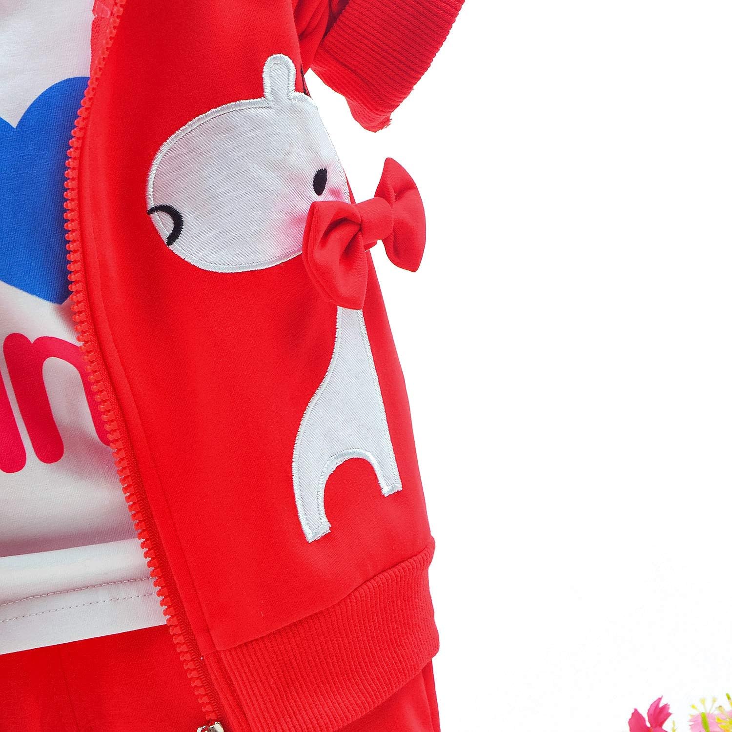 Yao 6M-4Y 3pcs Baby Girl Casual Hoodie Jacket Cotton T-Shirt Pants Sweater Giraffe