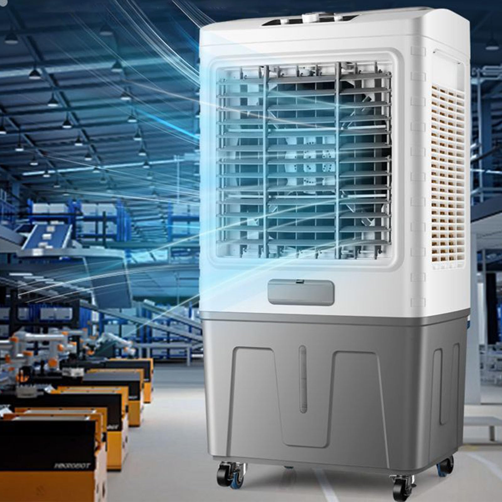 GTHTUHFD Portable Evaporative Air Cooler With Timer, Oscillation, 3 Speeds, And Water Mist Spray, Ideal For Home And Travel,White-80L