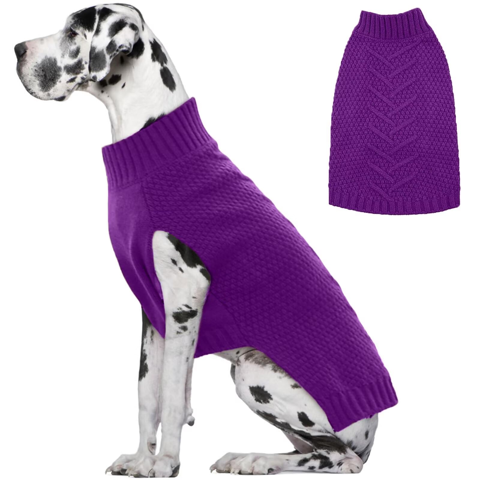 IECOii Dog Jumper,Extra Large Dog Jumpers Christmas,XXXXL Dogs Sweater Cold Weather Coat For Large Size,Warm Fall Pet Clothes For Large Dogs Knitwear,Doberman,Great Dane Sweater,Purple,4XL