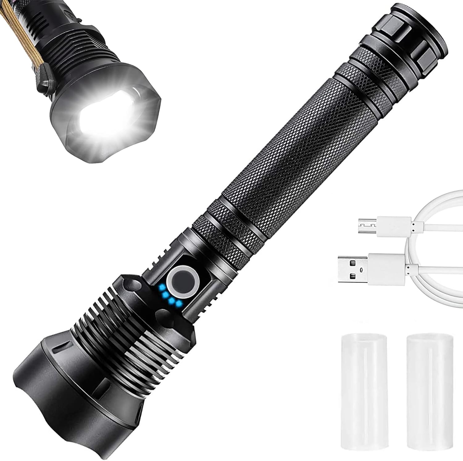 90000 High Lumens Tactical Rechargeable Flashlights, XHP70.2 Super