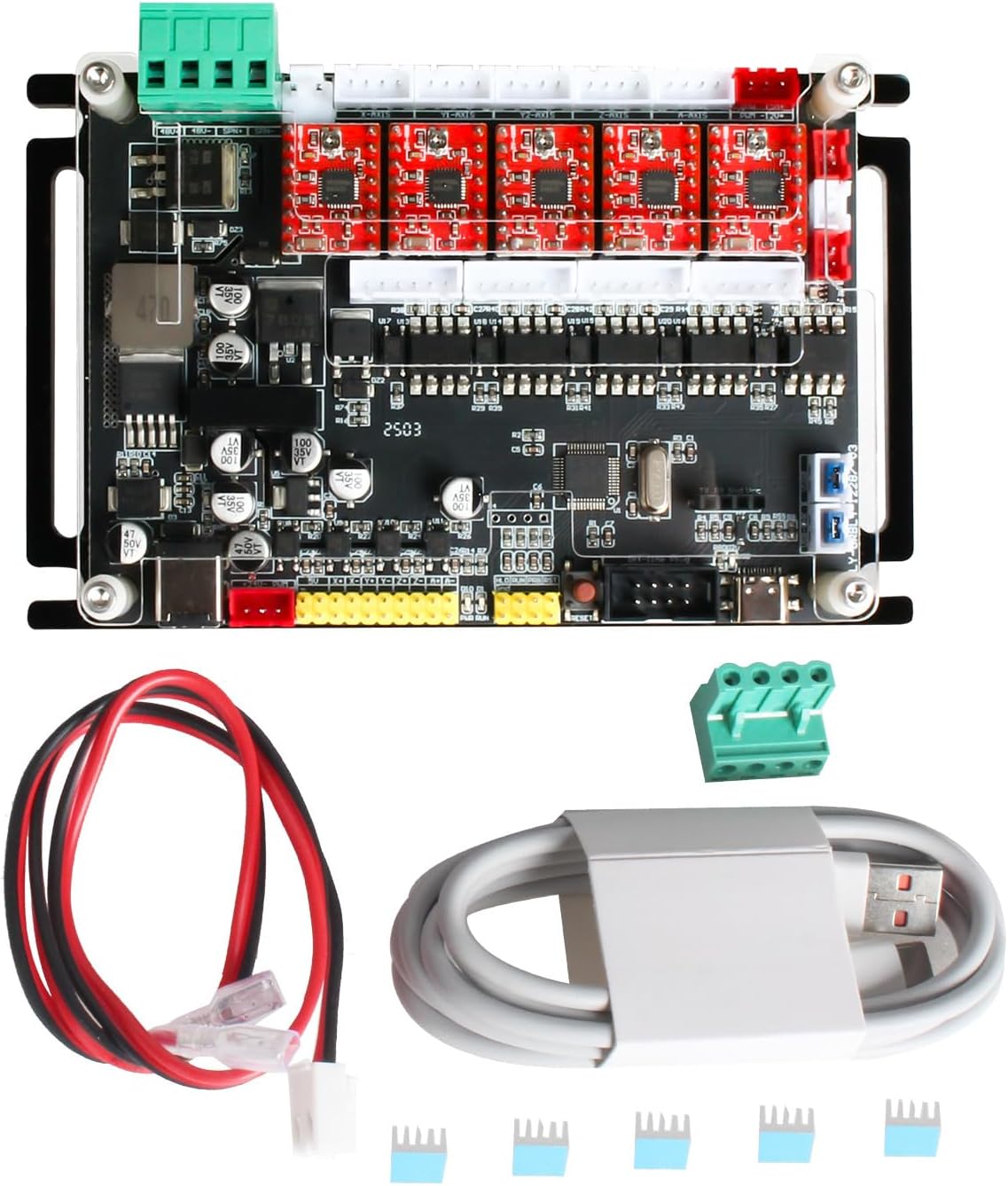 RATTMMOTOR 4 Axis GRBL CNC Engraver Machine Controller Board USB Port, Support 775 Motor or 300W/500W 48V Spindle Motor, External Drives/ Limit Switch/ Probe/Offline Controller Can be Connected