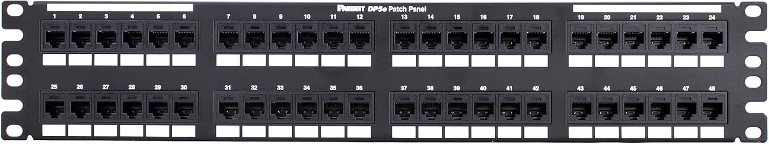 Panduit DP485E88TGY Category-5E 48-Port Flat Punchdown Patch Panel, Black