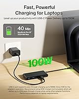 Vista 5 de Belkin Concentrador USB C, concentrador de 7 puertos con pantalla HDMI 4K @ 60Hz, SD y MicroSD, entrega de energía de 100 W, transferencia rápida