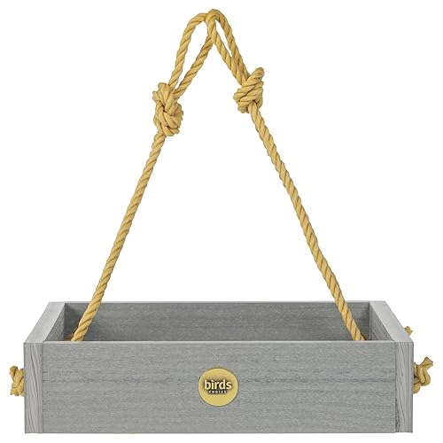 Birds Choice Modern Farmhouse Small Hanging Platform Bird Feeder, Driftwood
