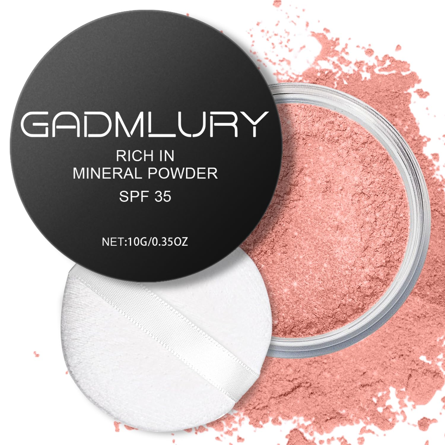 Mineral Powder Blush, SPF 35, Sunscreen Shimmer Loose Mineral Blush, Natural Face Glow Powder, Buildable Coverage for Healthy-looking Color (#07 Shine