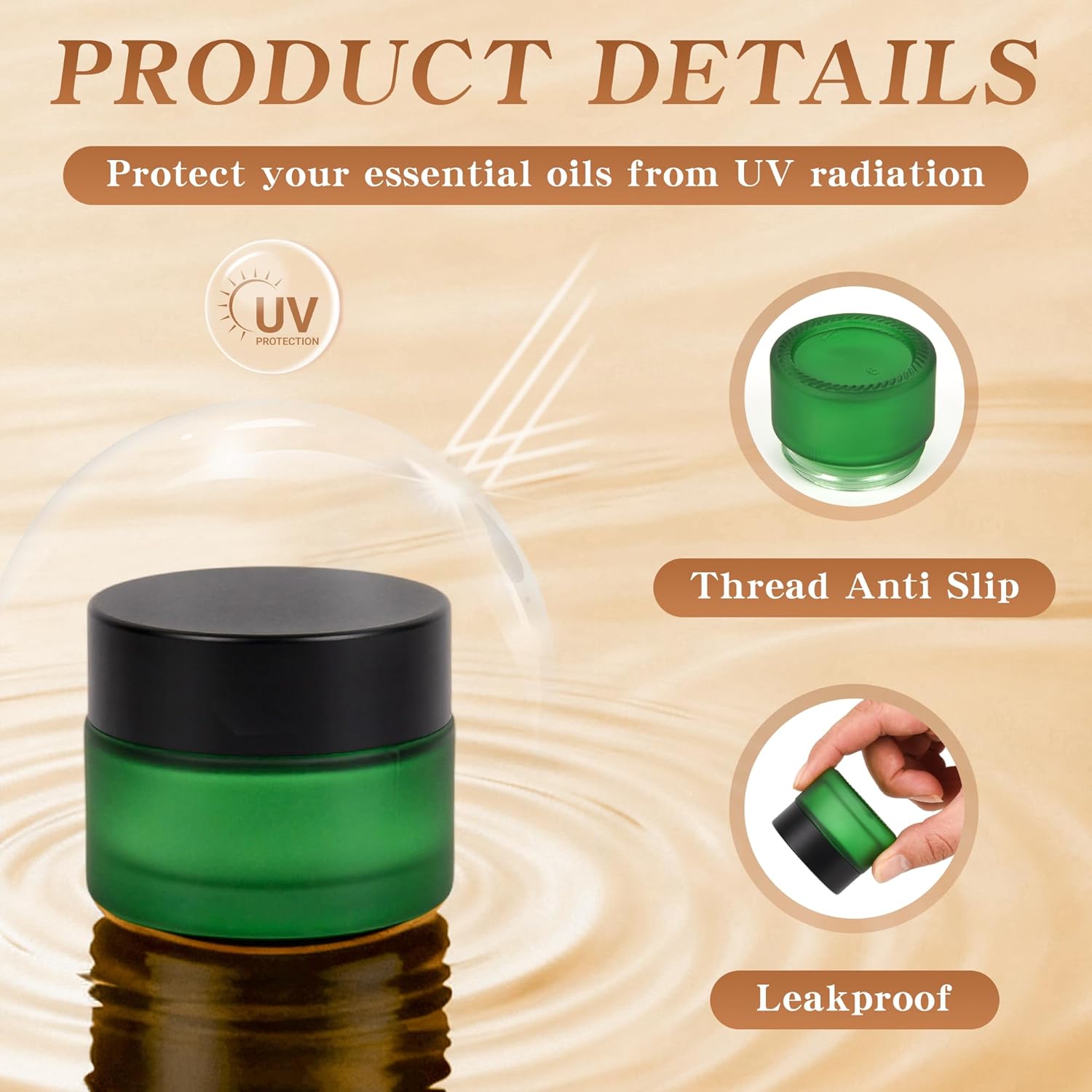 0.5 oz Glass Jars with Lids, Small Empty Cosmetic Jars with Inner Liners, Frosted Finish Sample Containers for Lip Balm, Ointments, Salves, Creams, Candle Making (72 Pack, Green Frosted)