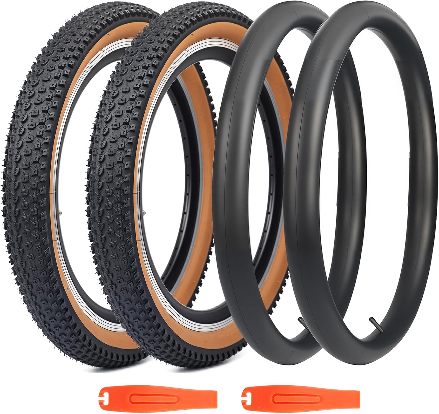 20/24/26/27.5/29x2.125 Mountain Bike Foldable Tires Heavy Duty Anti Slip Tread Compatible with 20/24/26/27.5/29 x 2.0/2.125/2.15/2.10 Compatible for Street & Off-Road Riding