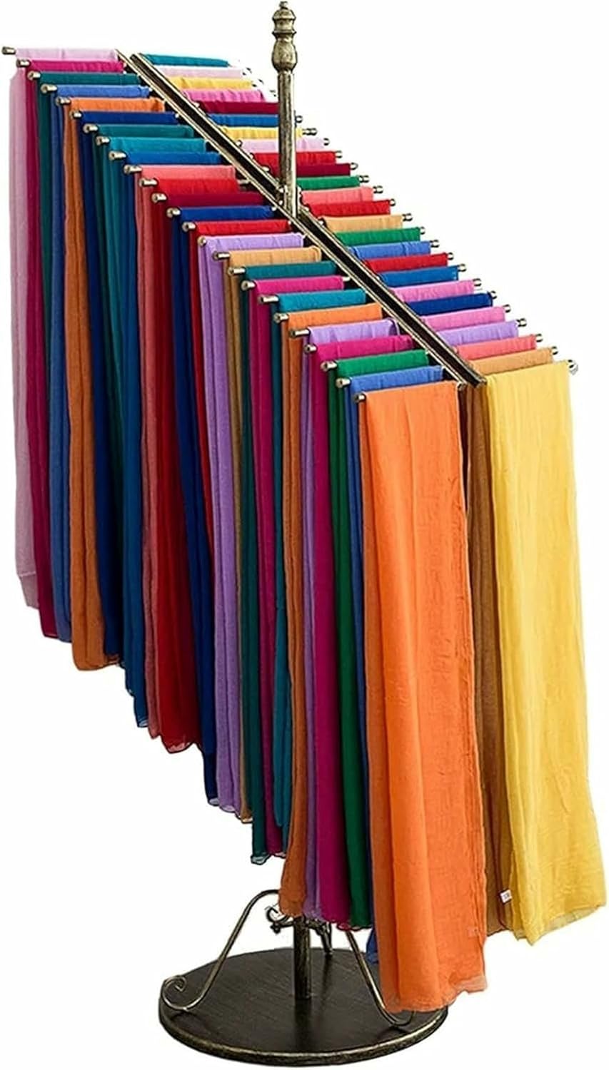 Freestanding Metal Scarf Organiser Holder for Clothing Store, Jeans/Cloth/Shawl Display Stand(50 Rods)