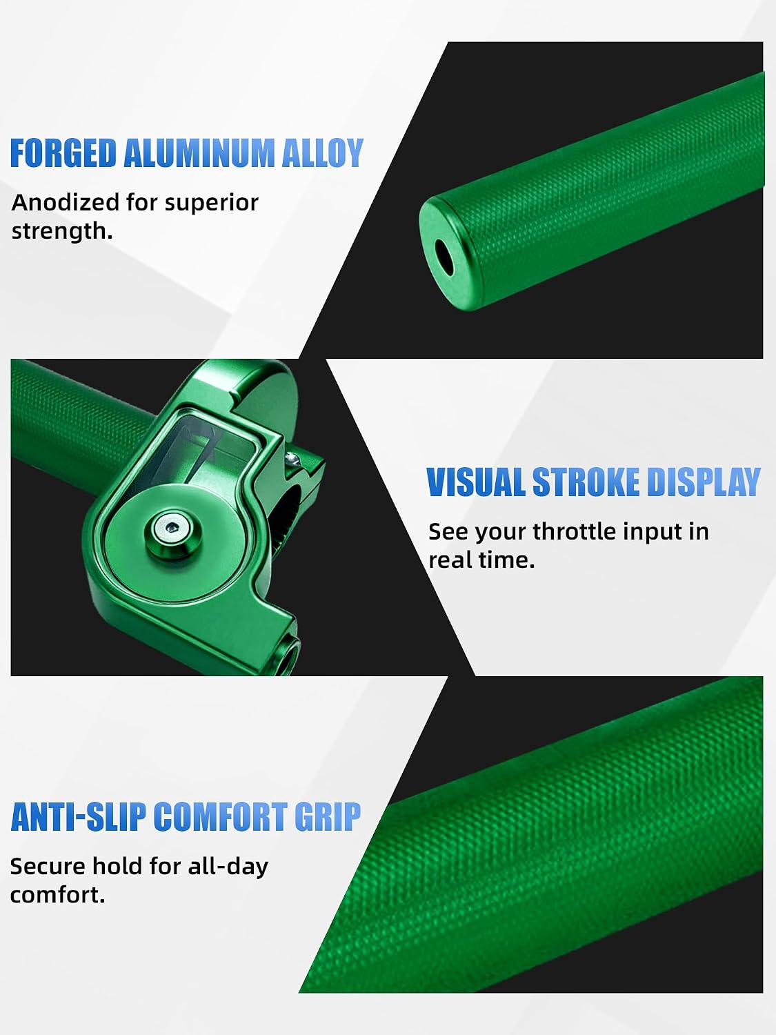 7/8" 22mm Quick Twister Throttle for Mini Bike,Throttle Cable Assembly CNC Universal for KLX 140 KLX300R KLX 230 KLX 250S CT200U CT200U-EX BT200X SSR 125 110 50 Dirt Pit Bike Green