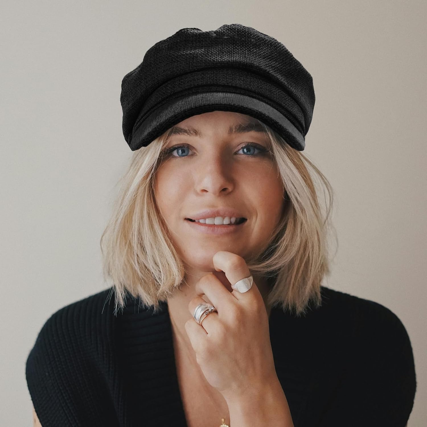 Summer Newsboy Hats for Women Fashion Breathable Baker Cabbie Cap Visor Beret Hat - Image 3