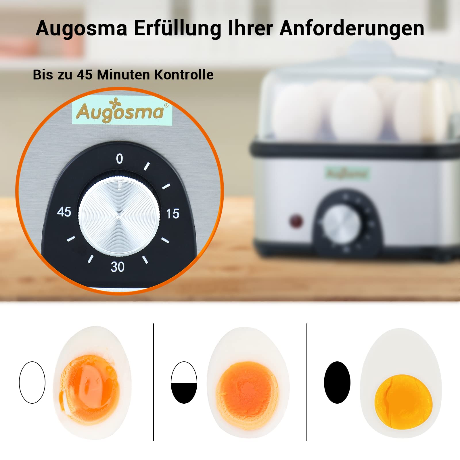 2 en 1 cocedor de huevos de acero inoxidable con sartén, cocedor de huevos para 1-8 huevos con ajuste de tiempo para ajustar la dureza, taza medidora con perforador de huevos, desconexión auto