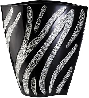 Ore International K-4243-V1 Zebra Decorative Vase, 14-Inch, Black
