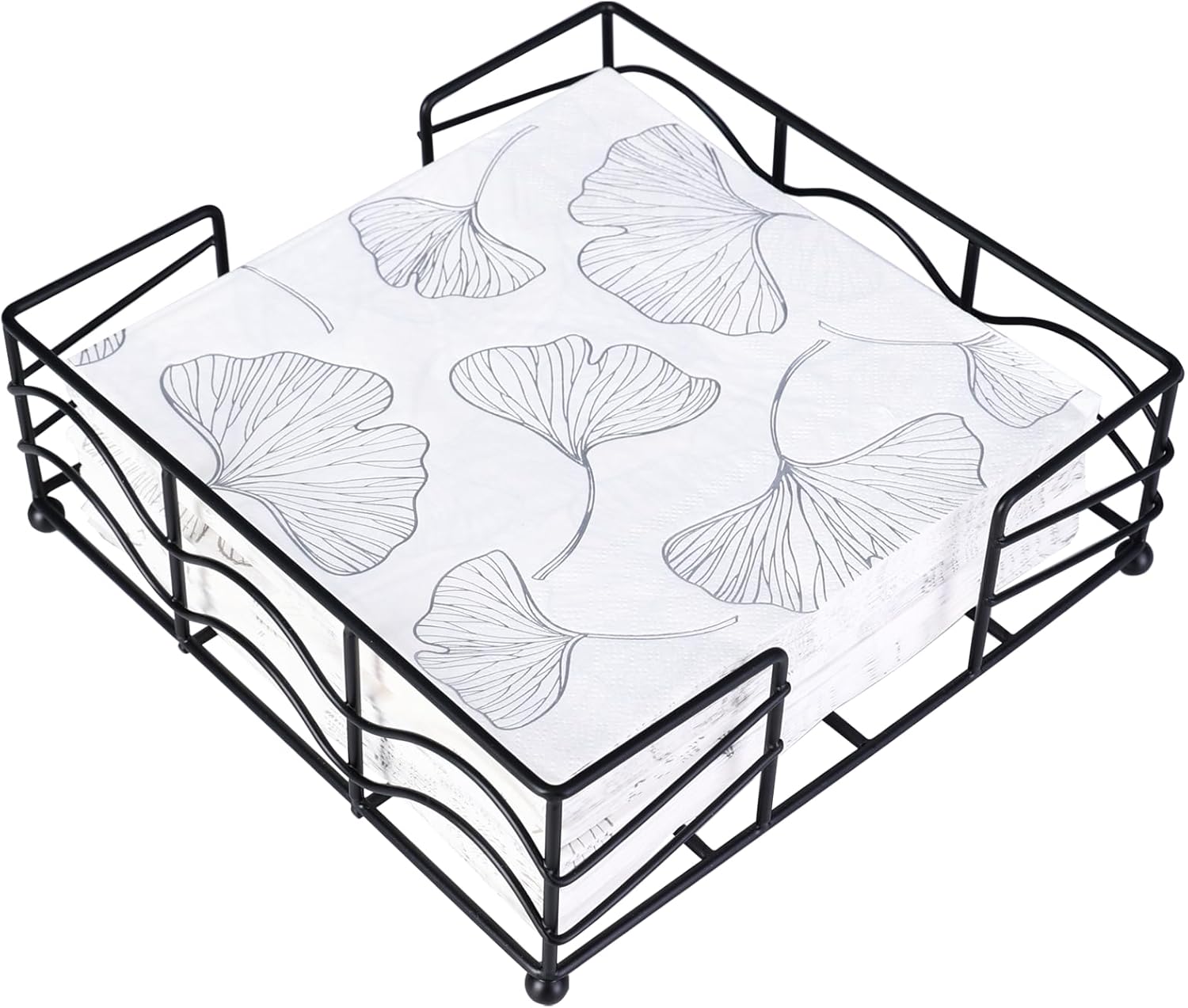 Ebristar Flat Napkin Holder, Modern Black Metal Napkin