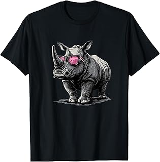 Funny Rhino Showing Off His Sunglasses for Man and Woman T-Shirt