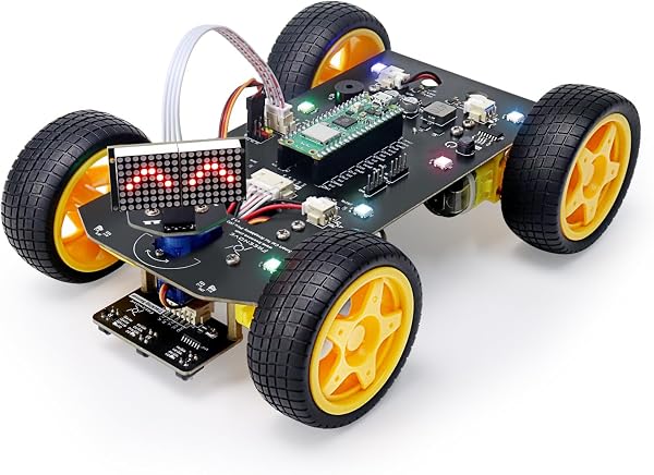 Freenove 4WD Car Kit for Raspberry Pi Pico W (Included) (Compatible with Arduino IDE), Dot Matrix Expressions, Obstacle Avoidance, Line Tracking, Light Tracing, Colorful Light, App - 1