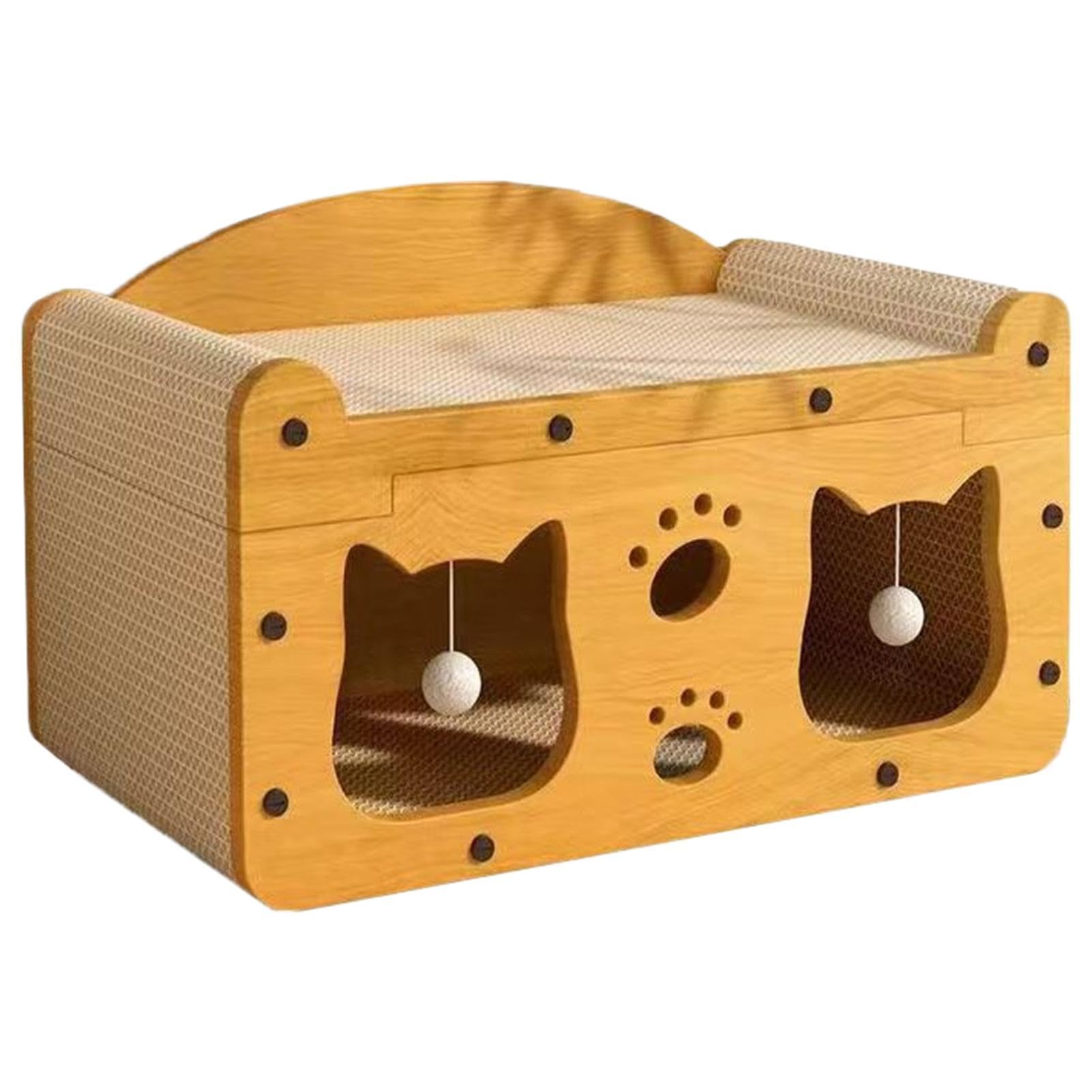 Casa Rascador de Cartón para Gatos Antideslizante, Juguete Interactivo | Tablero Rascador para Gatos para en Hogar, Exterior, Sala de Estar, Momentos en Familia, Viajes y
