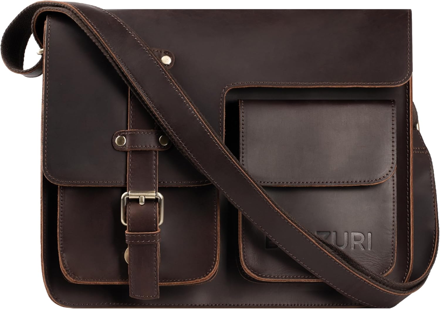 Men’s Leather Crossbody Bag – Crazy Horse Leather Messenger Bag for 10.6” Tablet