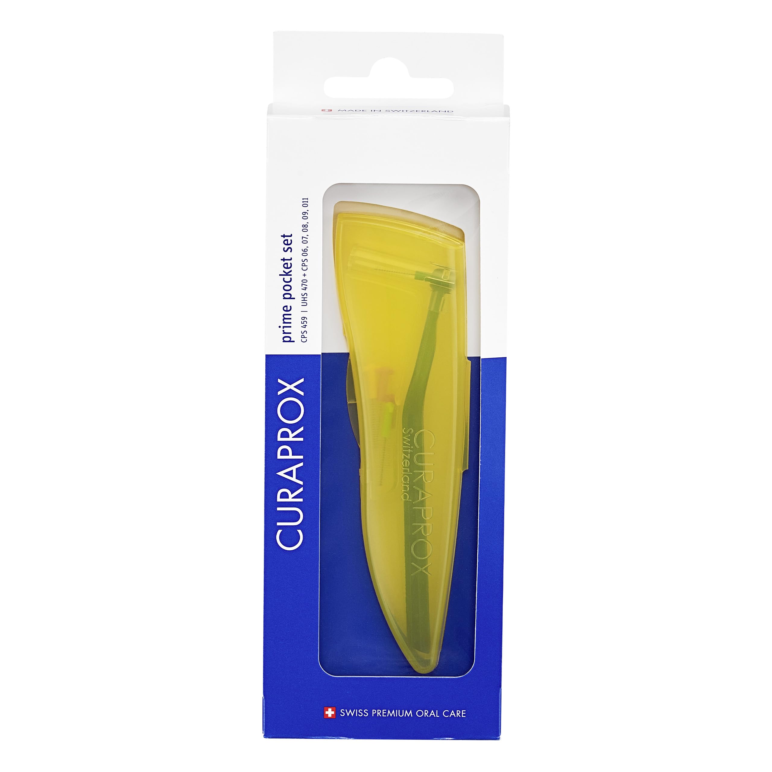 Curaprox Interdental Brush Set CPS 459 Prime Pocket Kit - for Effective Cleaning of Narrow Spaces, Yellow