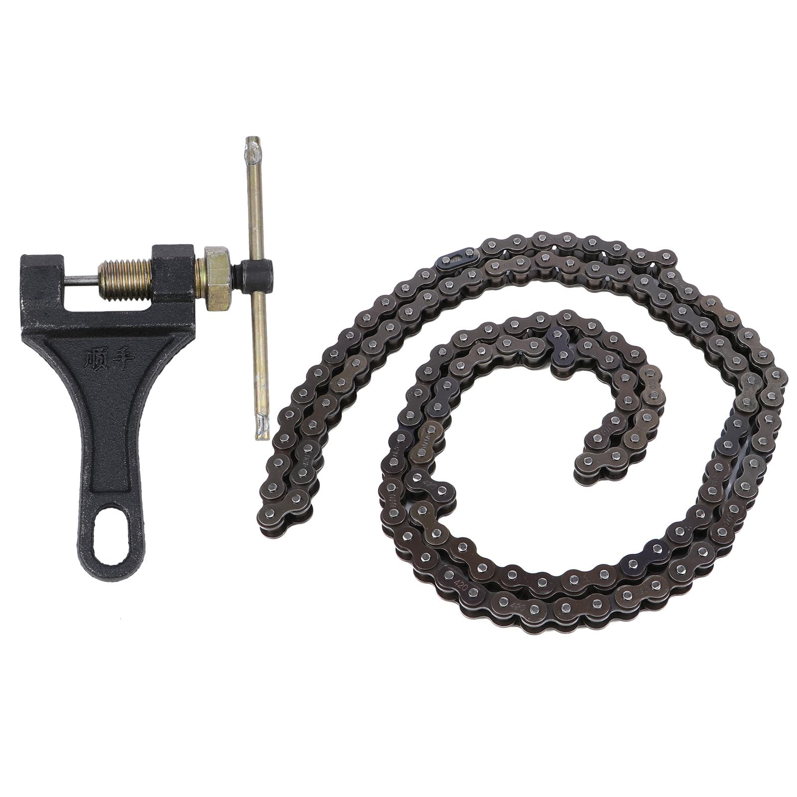 NUOBESTY 1satz Motorradkette Glieder Offroad Kettenset mit Kettentrenner Langlebige Metallgliederkette Passend für Enduro Motorbikes Robust und Rostbeständig