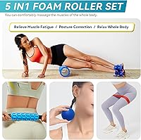 Vista 6 de 5 in 1 Foam Roller Set for Deep Tissue Muscle Massage, High Density Trigger Point Fitness Patented Exercise Foam Roller, Massage Roller, Massage