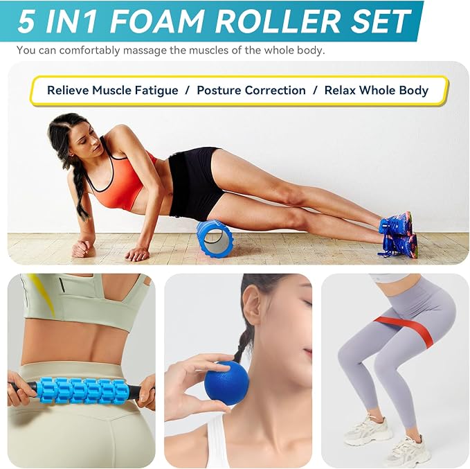Set de 5 en 1 Foam Roller para masaje muscular profundo miniatura 6