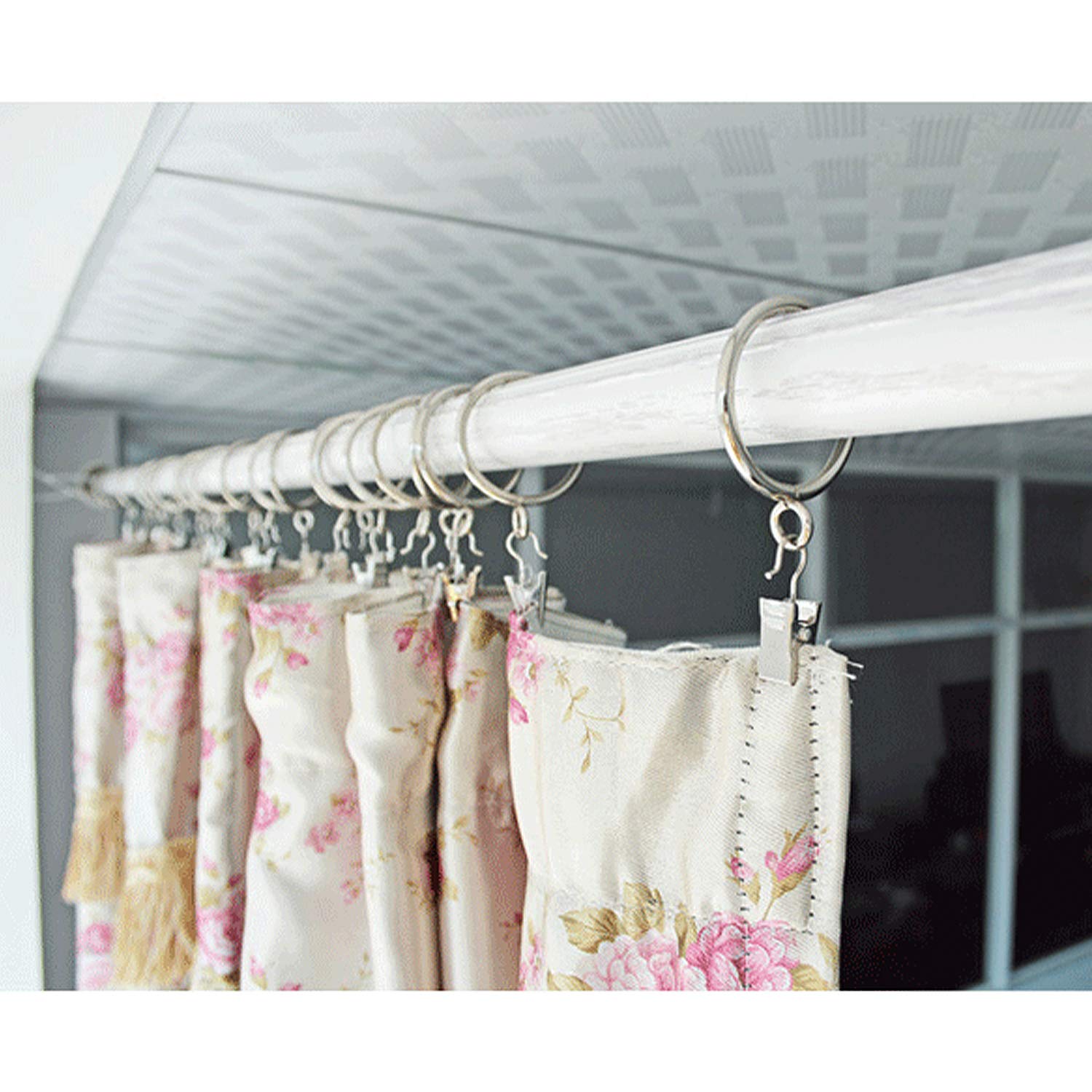 Amazon.co.jp: シャワーカーテンリング スライドリング 開口設計