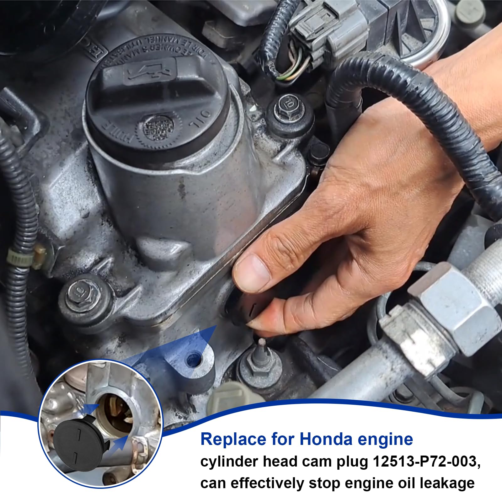 Cylinder Head Rear Cam Plug 12513-P72-003 – For Honda Civic, Integra, Prelude, Accord, NSX B/D/H Series Engines 2 thumbnail image