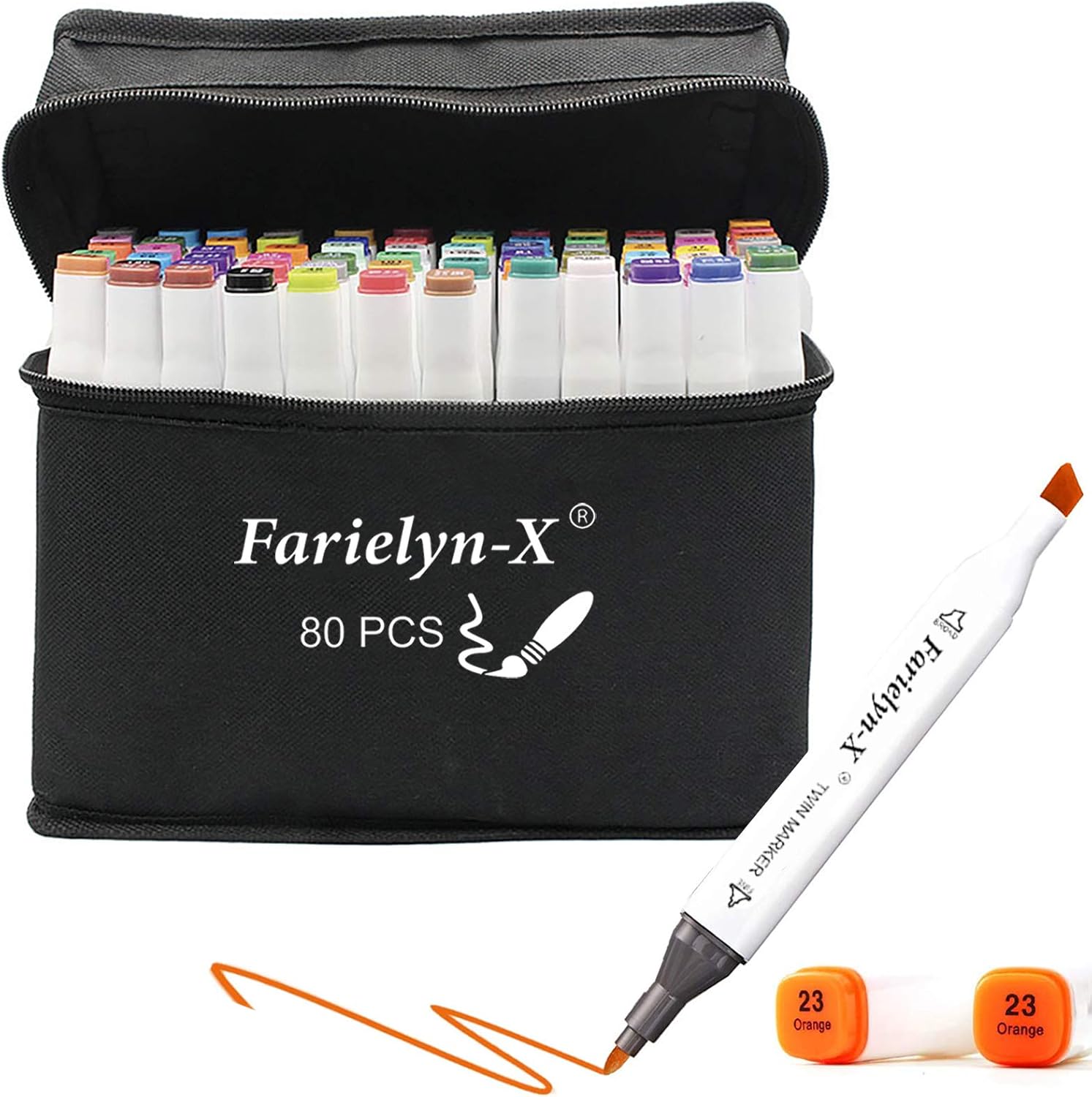 Alcohol Markers for Adults, Kids - 80 Farielyn-X Color Dual Tip Sketch Markers with Carry Case Included – Alcohol Based Ink Drawing Pens for Artists Coloring