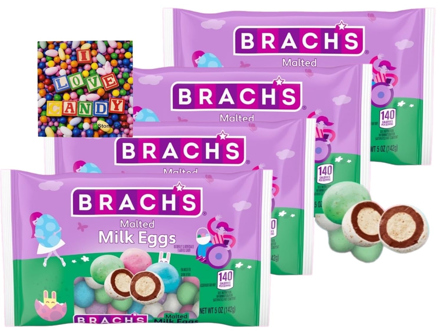 Brachs Malted Milk Eggs Easter Candy Bundle with Stone