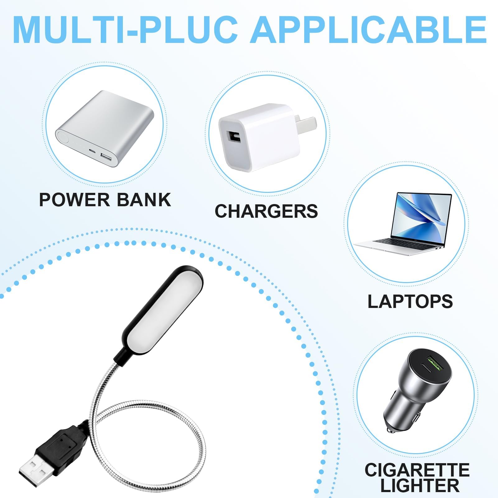 USB Reading Light Bright LED Lamp 180ºangle Flexible Clip on Laptop Keyboard Light Portable USB Powered LED Night Light with Gooseneck Warm White Light for Travel Camping Reading Late-Night Work Black - Image 4