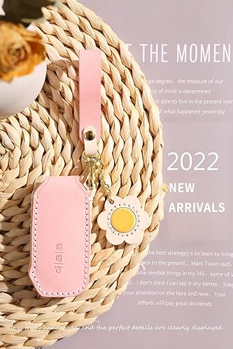 Miniatura 9 de ontto Funda de piel encerada para llave de coche, estilo retro, compatible con Kia EV6 2022, color amarillo