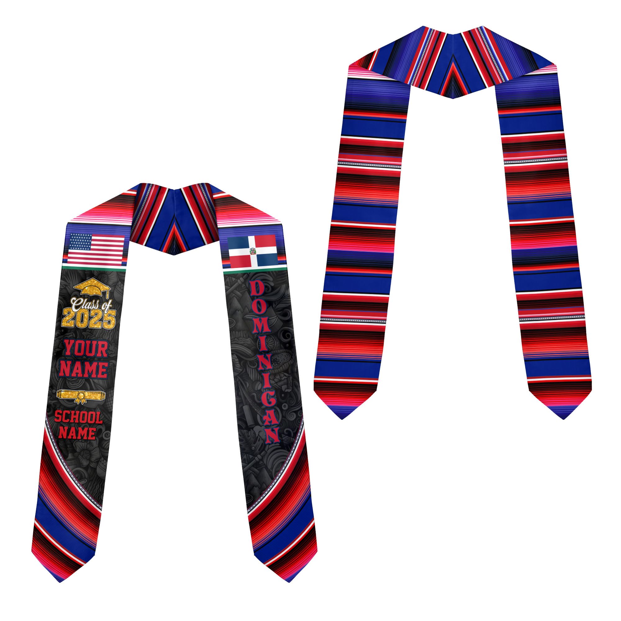 MonkeyVan Custom Dominican Flag Graduation Sash 2025, Dominican Graduation Stole, Dominican Republic Grad Sash Class Of 2025 Dmnc 15