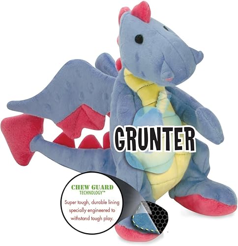 Vista 132 de goDog - Dragón de juguete, grande, resistente, con tecnología Chew Guard, de felpa, color rosa Rosado