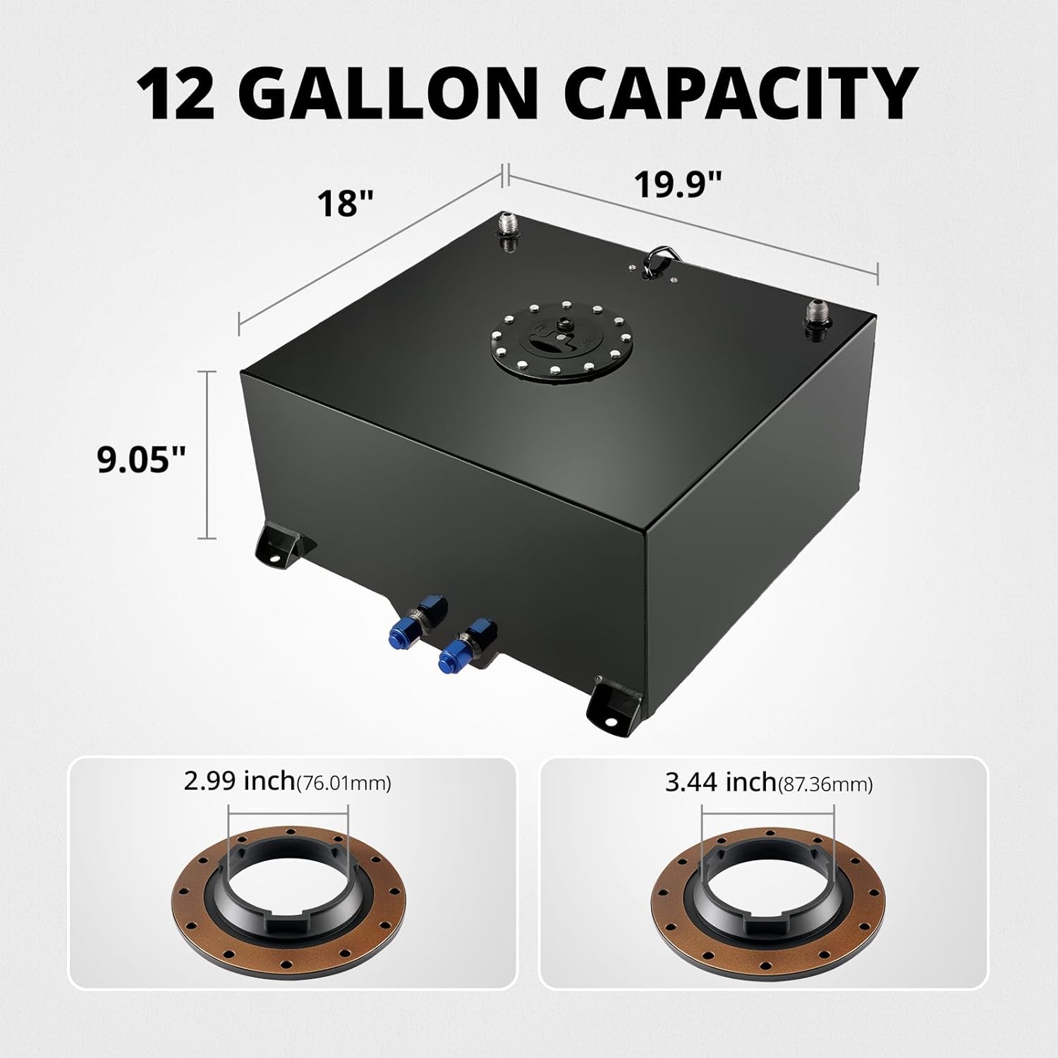 EVIL ENERGY 12 Gallon Fuel Cell Gas Tank Aluminum with Level Sender Street Drift Black