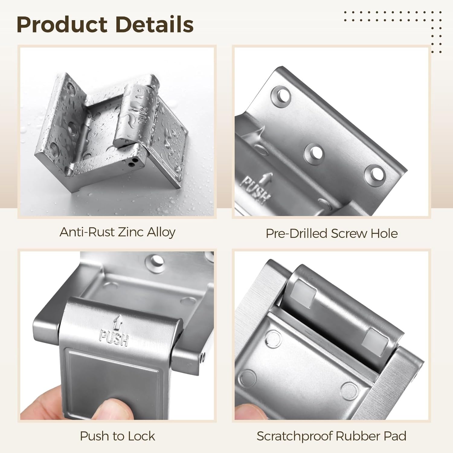 6 Pcs Door Lock Reinforcement, Heavy Duty Zinc Alloy Door Security Lock With Screws, Privacy Door Latch, For Home Hotel Apartment Dorm