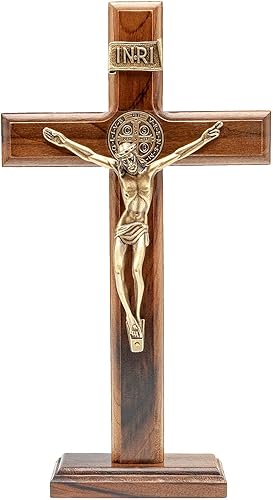 Miniatura 9 de Intercession Crucifijo de cruz de madera para pared y mesa (7.5 pulgadas, oro antiguo)