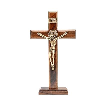 Intercession Wall and Table Wood Cross Crucifix (10 inches - Tabletop)