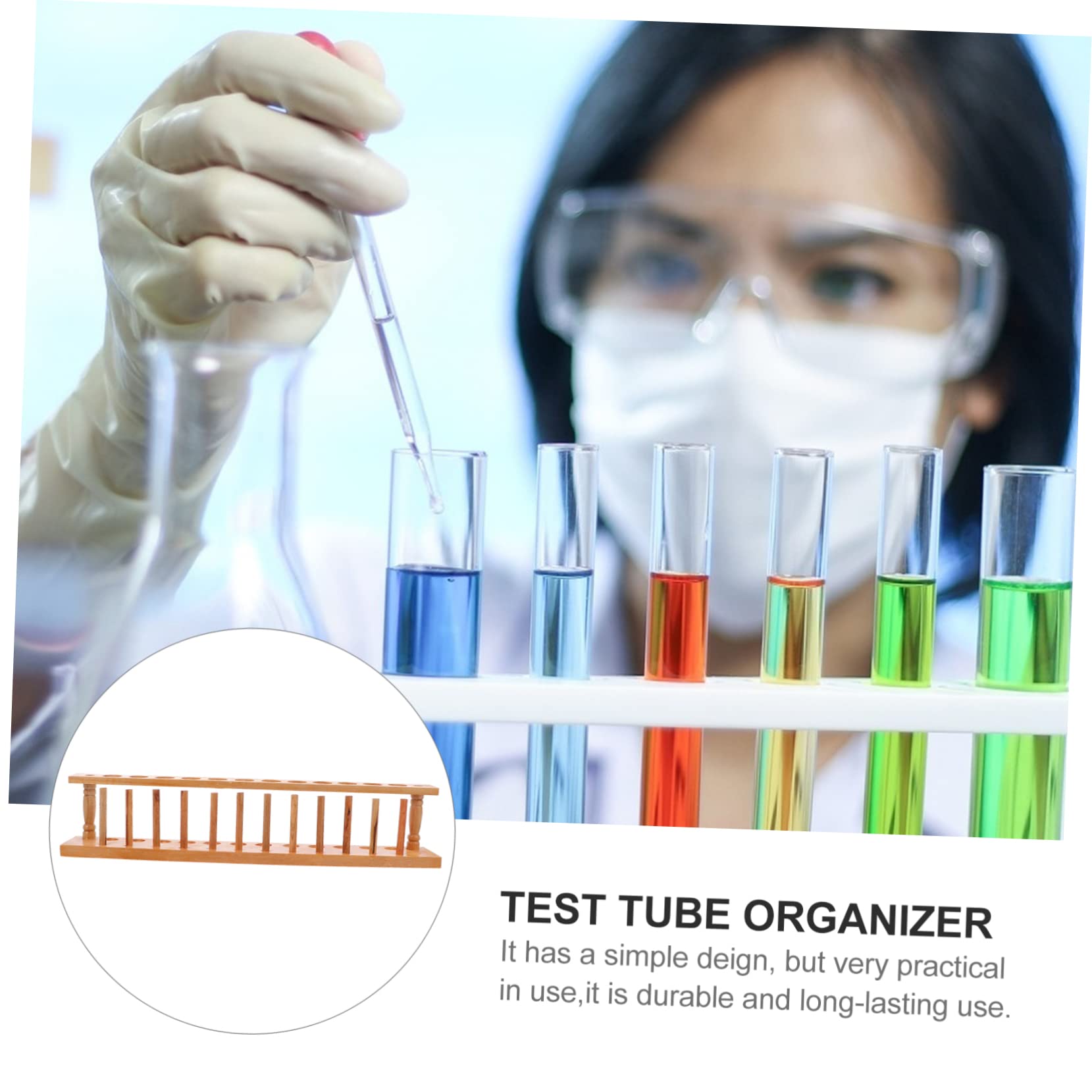 Portaprovette Da Laboratorio in Legno 12 Fori, Supporto Per Provette Professionale, Pratico Porta Tubi Per Uso Scientifico, Aule Scolastiche e Laboratori Domestici