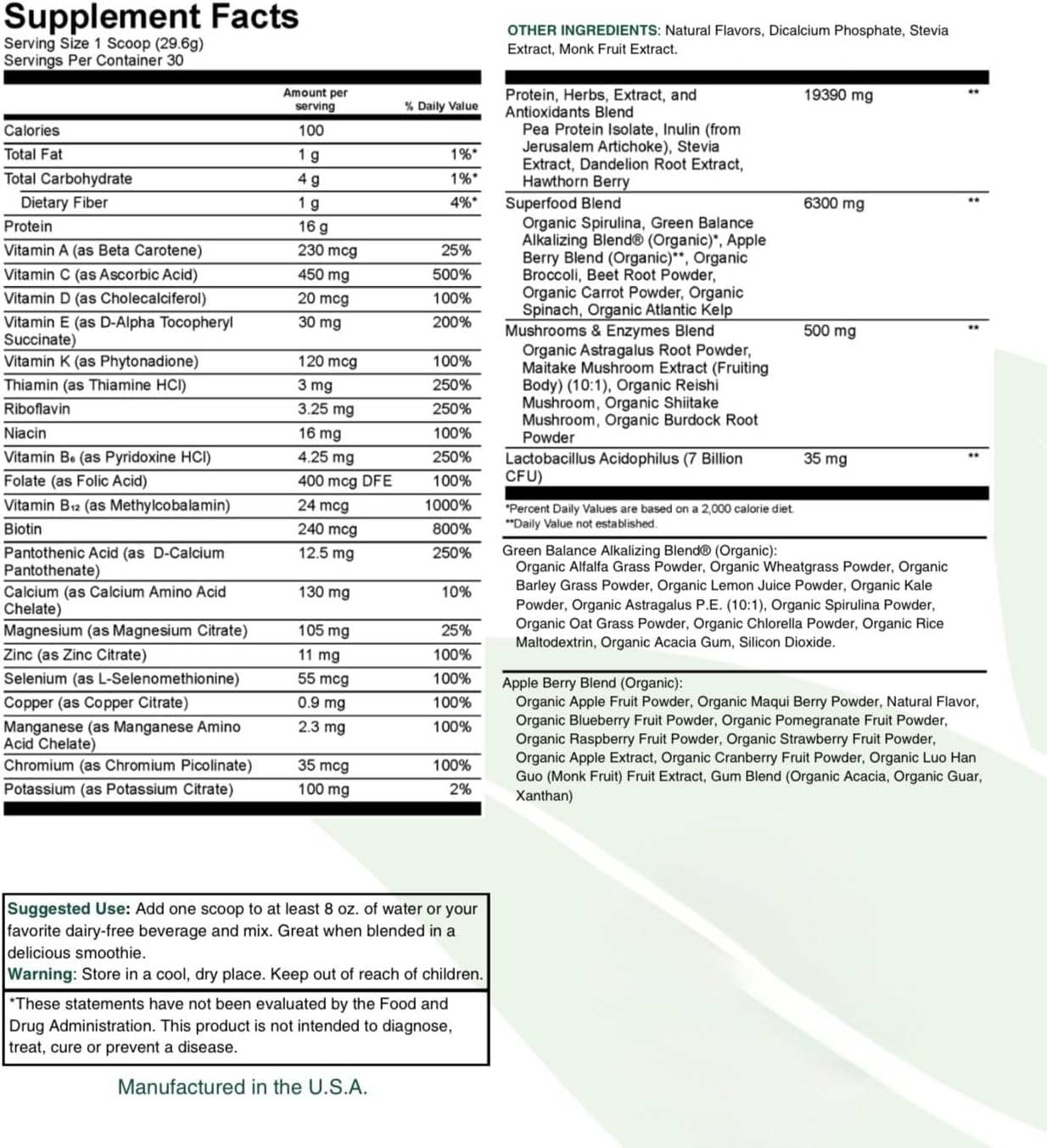 TesaiGreens Ultra Blend Superfood Nutritional Powder, Plant-based, 16g Protein, 7 Billion Probiotics, Vitamins, Mushrooms & Adaptogen, Energy, Immunity & Gut Health Support, Meal Replacement - Image 7