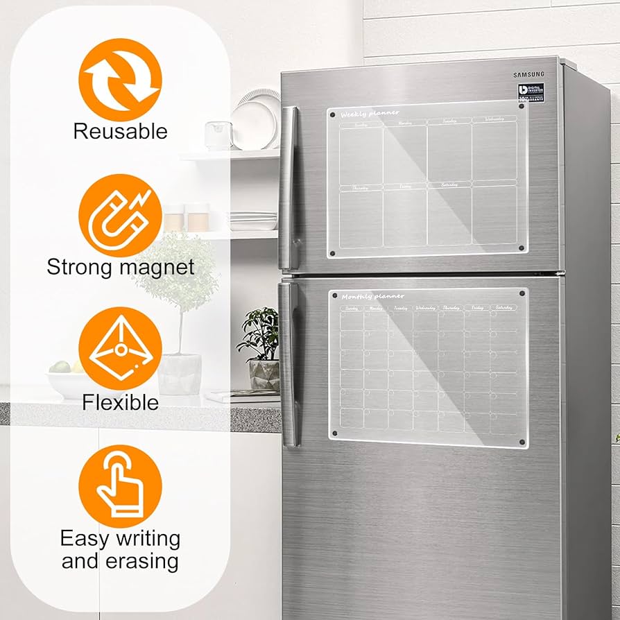 FRIGORIFERO MAGNETICO PIANO Pasto Cancellabile Menu Settimanale Cucina Misure 145047975321 - Foto 3