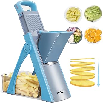 QYKIC Vegetable Cutter Adjustable Vegetable Slicer Genius Mandolin Vegetable Slicer Potato Cutter Onion Cutter Blue
