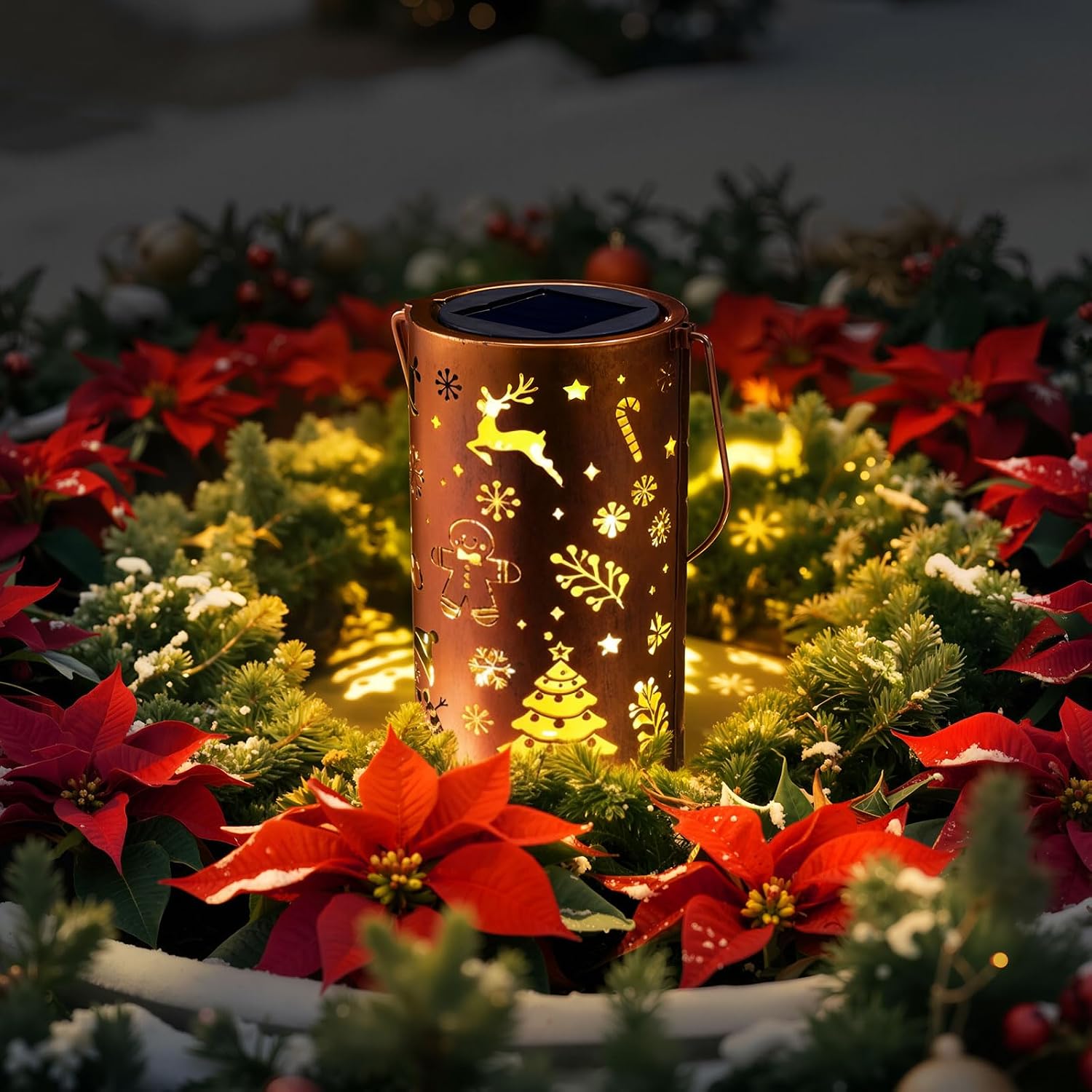 Capoda Merry Christmas Solar Lantern Holiday Outdoor Decorations for Garden, Porch, Pathway – Waterproof Solar Powered Hanging Light Winter Yard Decor, Seasonal Party & Outdoor Christmas Gift