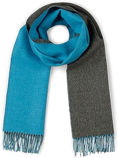 Alpaca Wool Scarf - 100% Pure Baby Alpaca - Double Sided Reversible Contrast Scarf (Classic Blue/Grey)