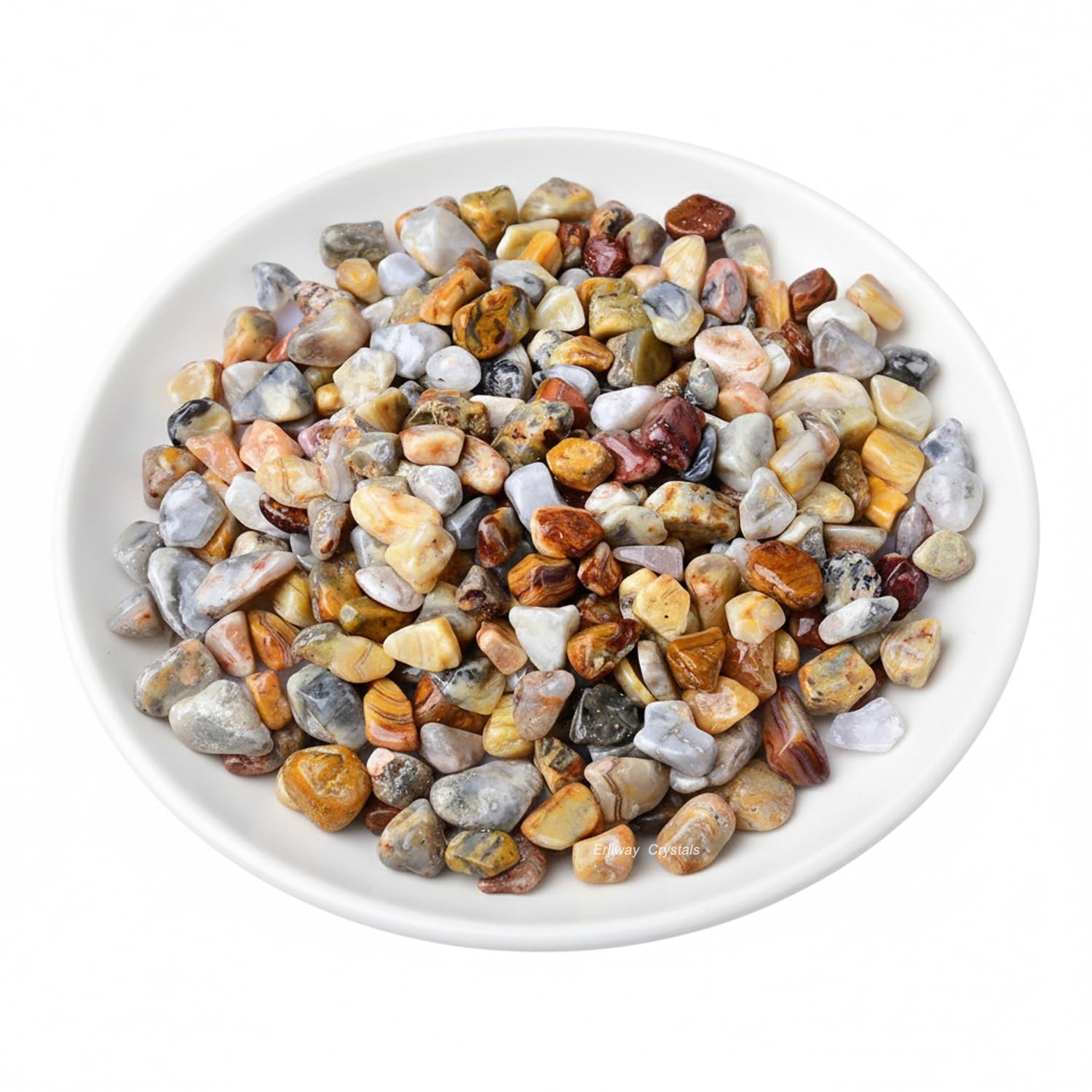 Erliway 7-9mm Crazy Lace Agate Healing Crystal Chips for Crafts, 100g | Natural Crushed Crystal Stones Tumbled Chips for Vase Filler Aquarium Gravel, Meditation Chakra...