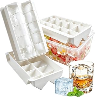 2/2.5" Ice Cube Tray W/Lid Bin for Coffee whiskey(White,cube)