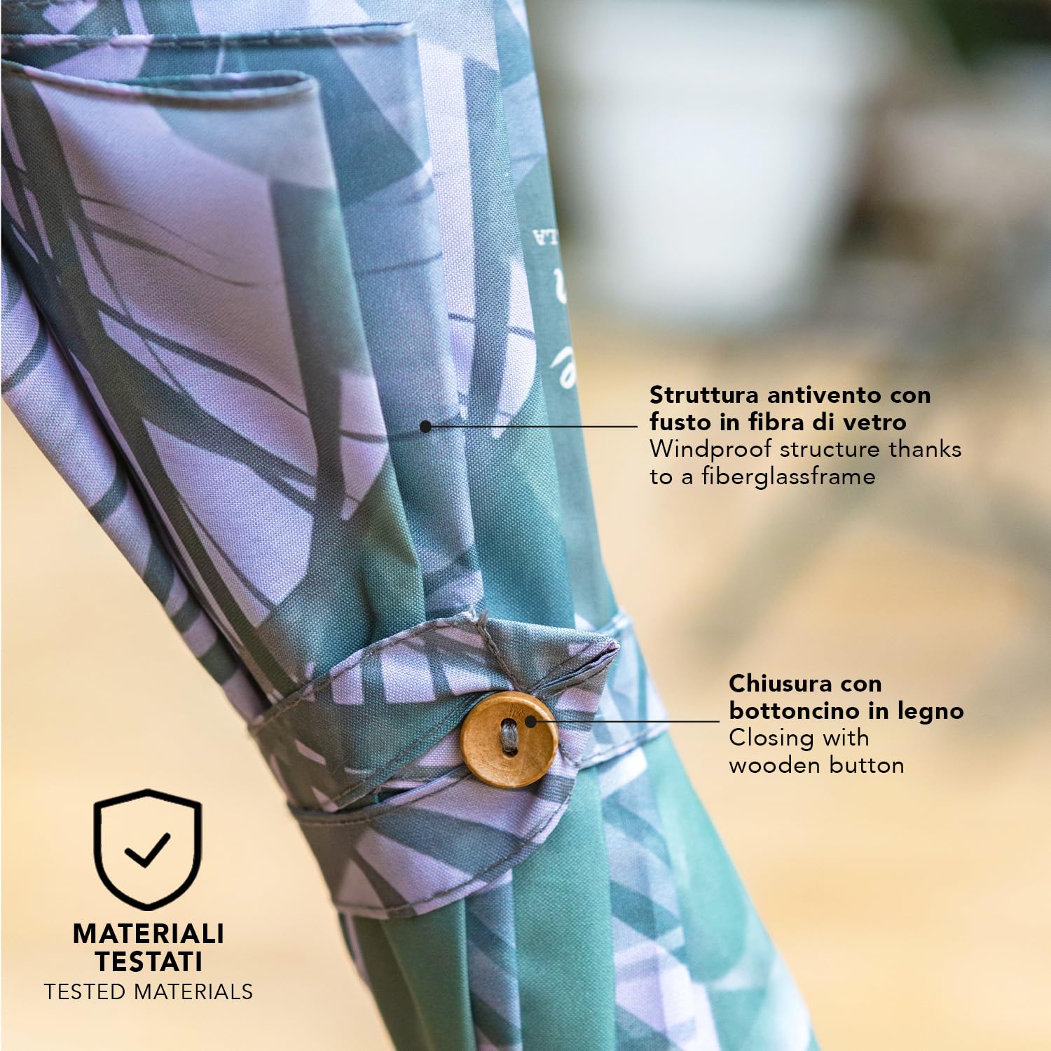 PERLETTI GREEN Parasol Przeciwdeszczowy z Drewnianą Rączką dla Kobiet Otwierany Automatycznie Wiatroodporny - Długi Ekologiczny Parasol - Mocny i Wodoodporny - Średnica 102 cm