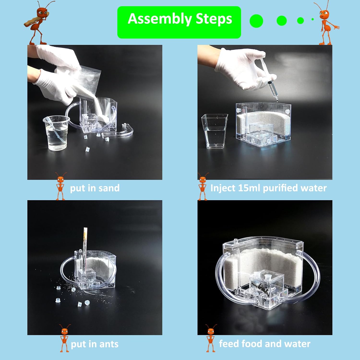 EXBEPE Sand Ant Farm with Connecting Tubes,Live Ant Habitat Colony Ecosystem Terrarium Kit for Kids to Study Insect Behavior